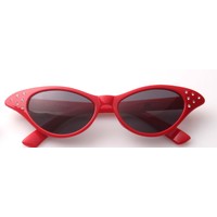 Cats Eye Glasses with Diamonties - Red
