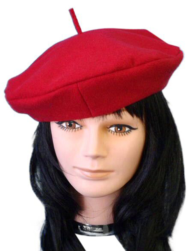 Hat- Red French Beret - Wool - CARNIVAL PRODUCTS
